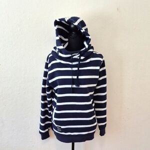 Roush Navy and White Striped Hoodie w Pockets Great Condition Sz L